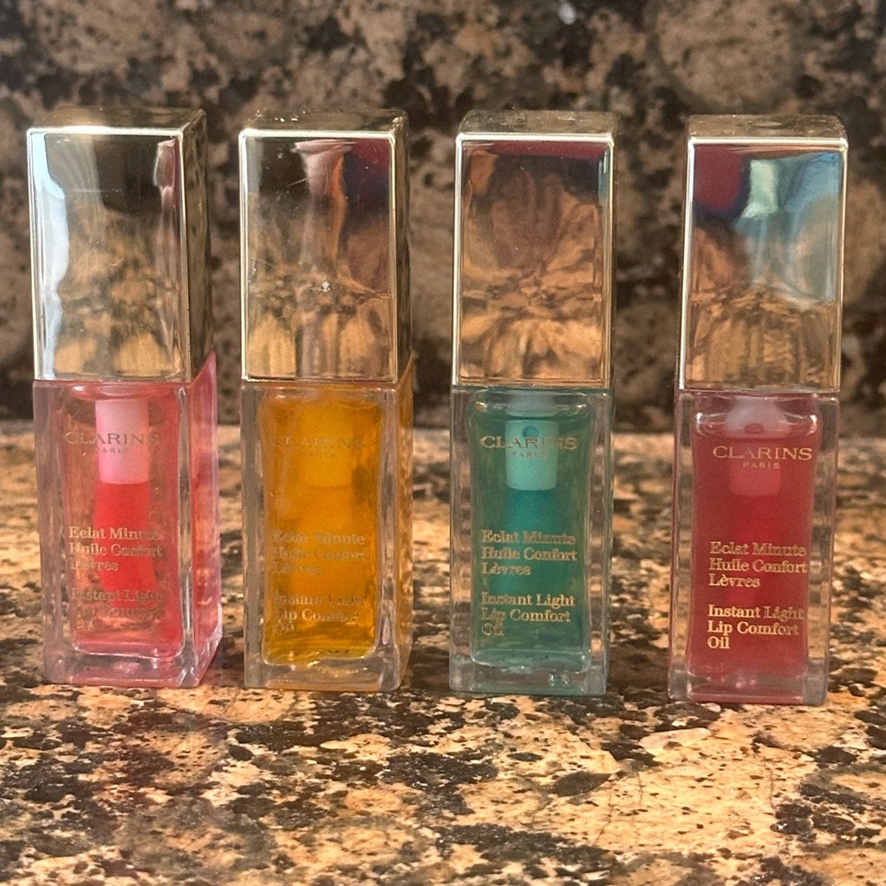 ✨ Clarins Lip Comfort Oil Bundle: candy, honey, mint, raspberry✨